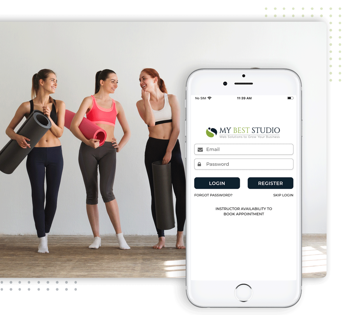 Custom client app for Yoga Studio, Pilates Studio and Fitness Studio